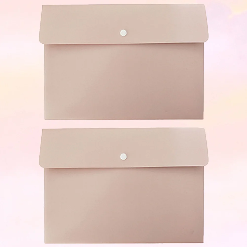 

2pcs A4 Transparent Document Bag Pp Waterproof File Folder Button Closure For Office Home Storage Organizer Buckle Pockets