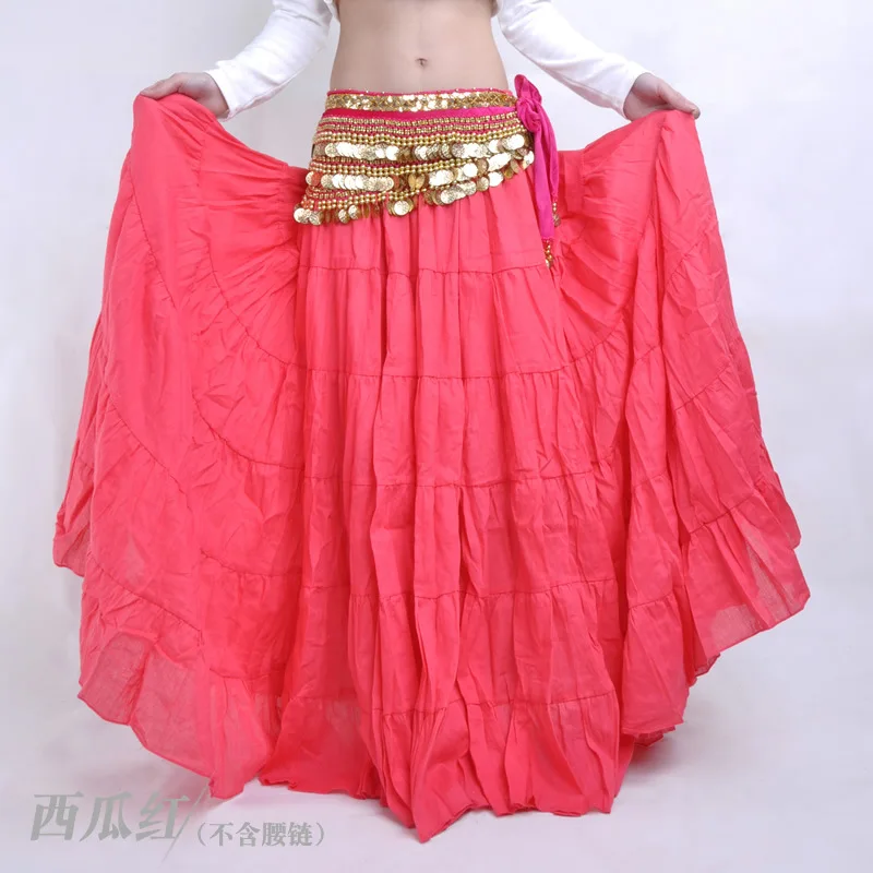 1 piece Women Linen Belly Dance Tiered Bohemian Skirt Tribal Dancing Show Maxi long big hem skirt