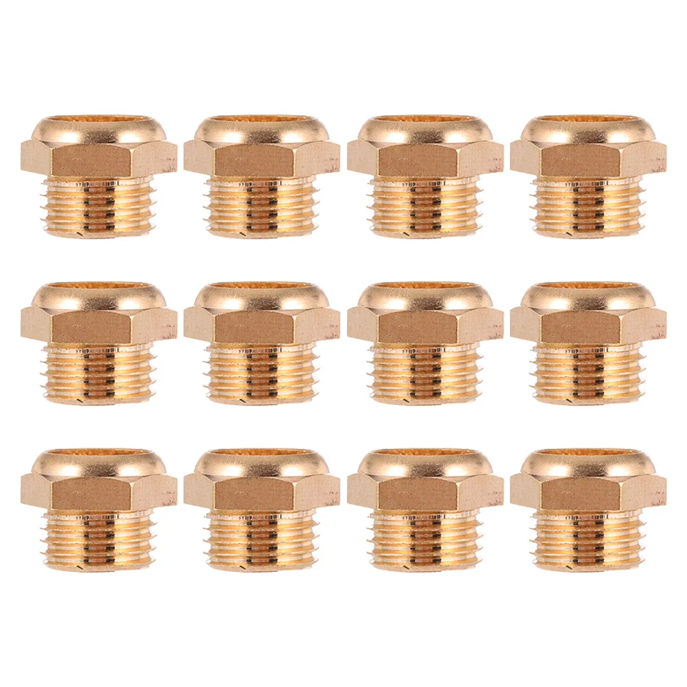 

12pcs Flat Head Muffler Copper Male Exhaust Pneumatic Metal Electromagnetic Valve Durable Texture Easy Installation Wide