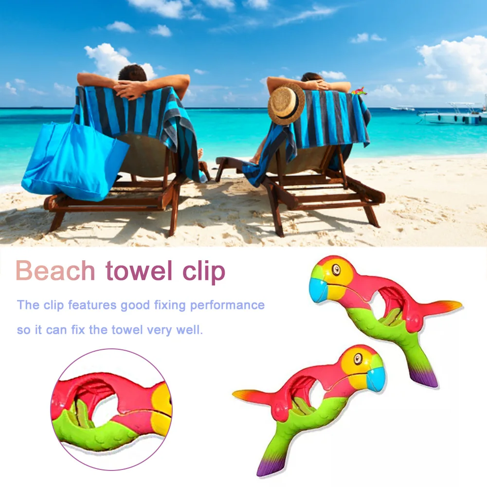 Plastic Beach Towels Clips For Sunbeds Sun Lounger Parrot Decorative Clothes Pegs Pins Large Size Drying Racks Retaining Clip