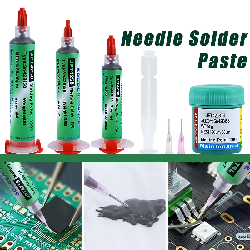 Sn42/Bi58 Tin Lead Free Solder Paste 138℃ Low Melting Point No-Clean Welding Soldering Tin For Electronics PCB IC CPU BGA Repair