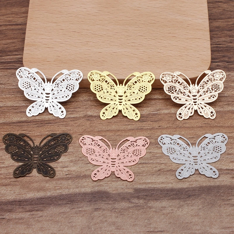 BoYuTe (20 Pieces/Lot) 35*27MM Brass Filigree Butterfly Shaped Sheet Diy Handmade Materials for Jewelry Making