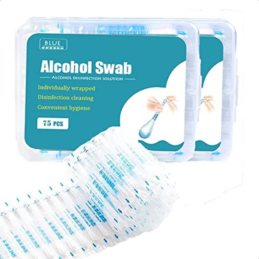 100+50 ps Alcohol Swabs Cotton Q Tips Individually Wrapped  Swabsticks Sanitary First Aid Kit Safety for Women Men