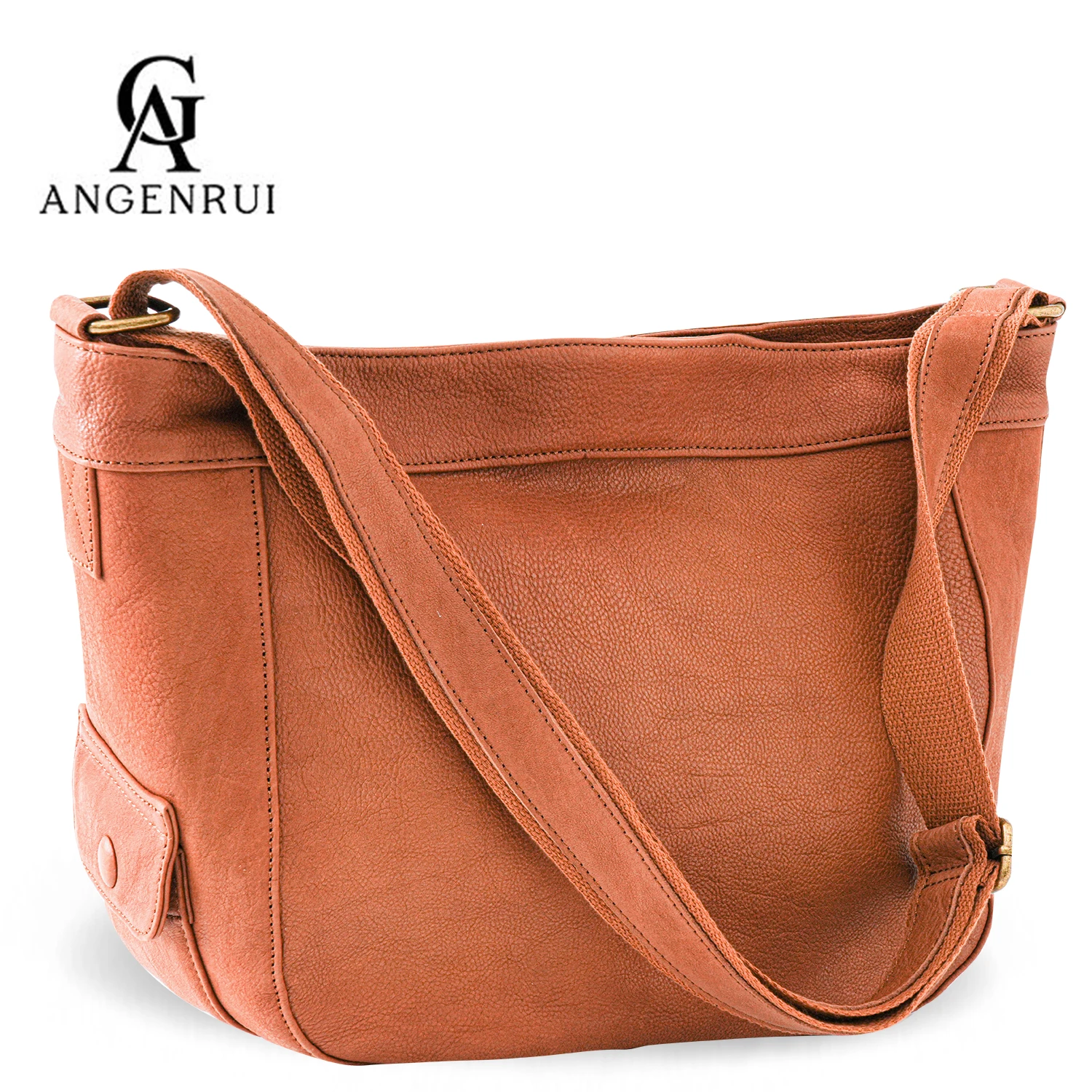 ANGENGRUI Genuine Leather Tote Bag for Women Leisure High-capacity Shoulder Bag First Layer Cowhide Crossbody Bag Shopping Bag