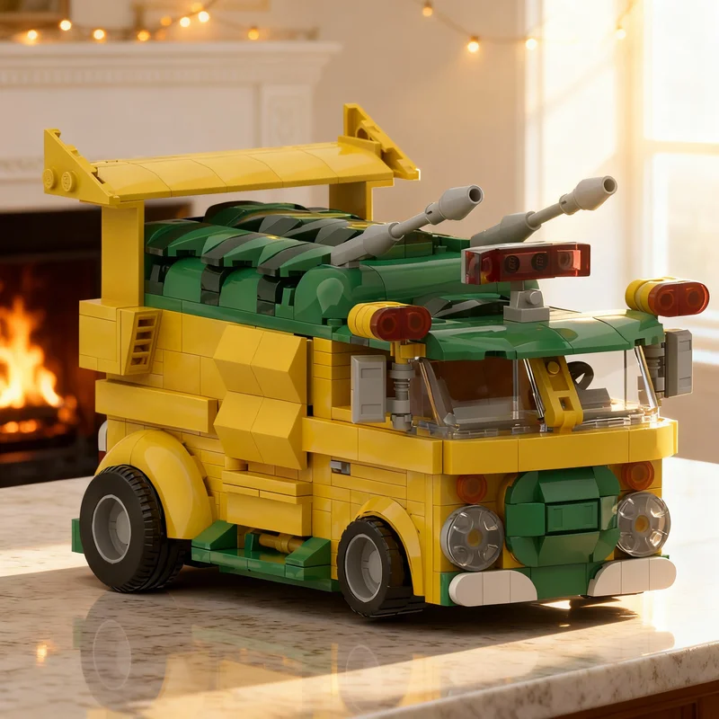 572 piezas MOC TMNT Furgoneta de las Tortugas Ninja, Modelo de Bloques de Construcción, Juguete Educativo, Arte, Colección, Idea de Regalo de Cumpleaños
