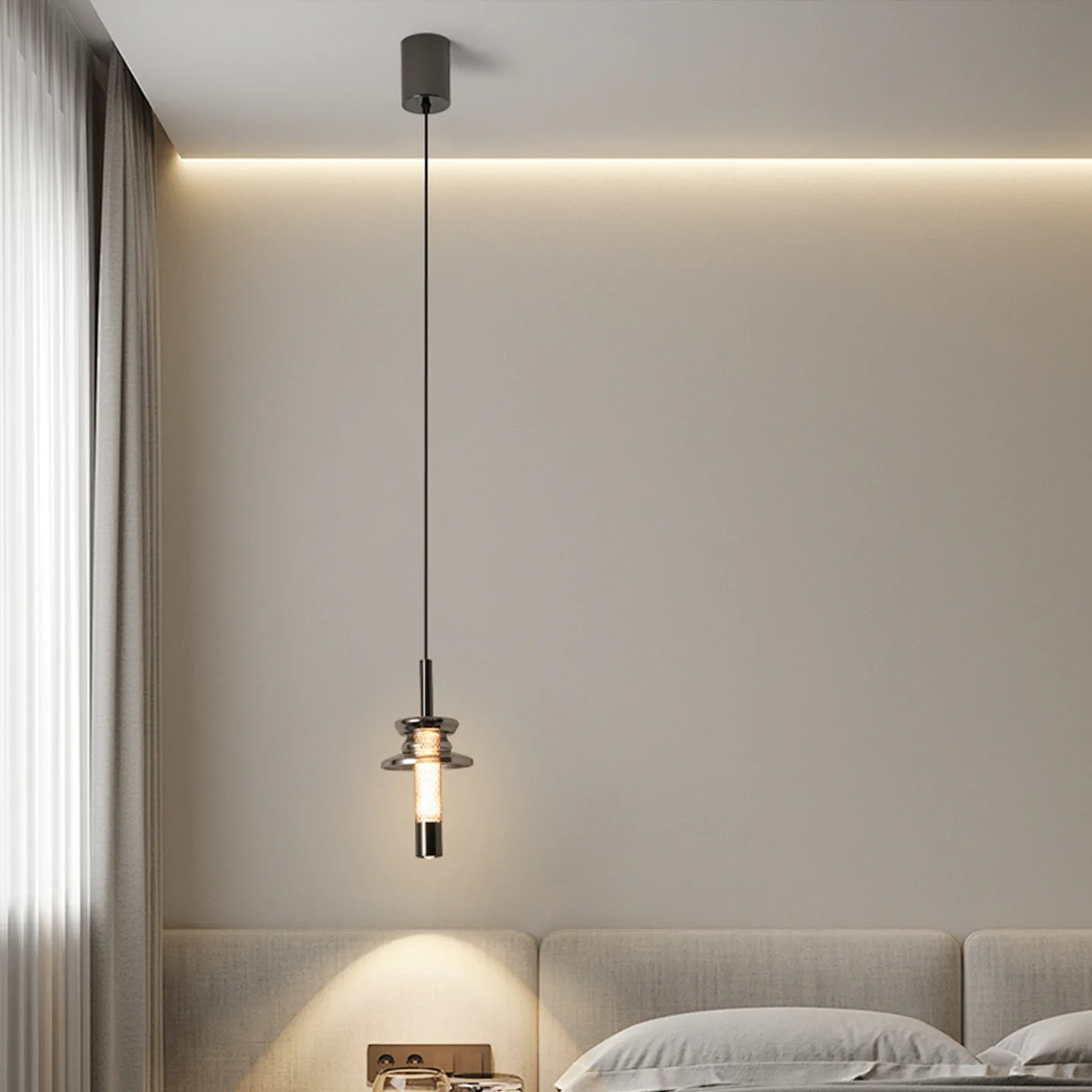 

Italian light luxury bedroom bedside chandelier, modern simple and high-end ambient light