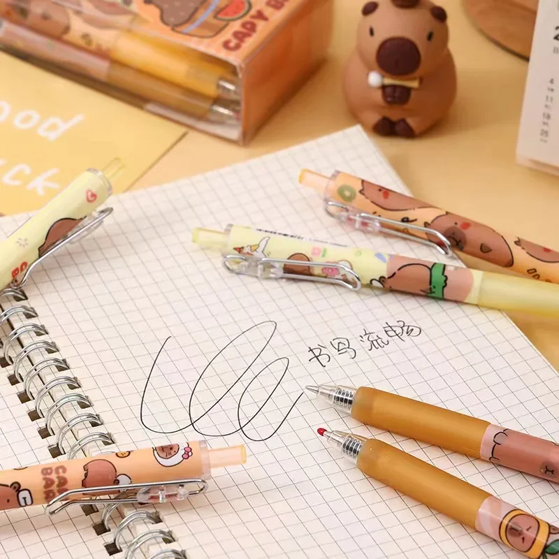 Imagem -04 - Capivara Anime Gel Pen para a Escola Escrita Bonito Kawaii dos Desenhos Animados Caneta Neutra Material de Escritório Kids Papelaria Presente 12 Pcs por Conjunto