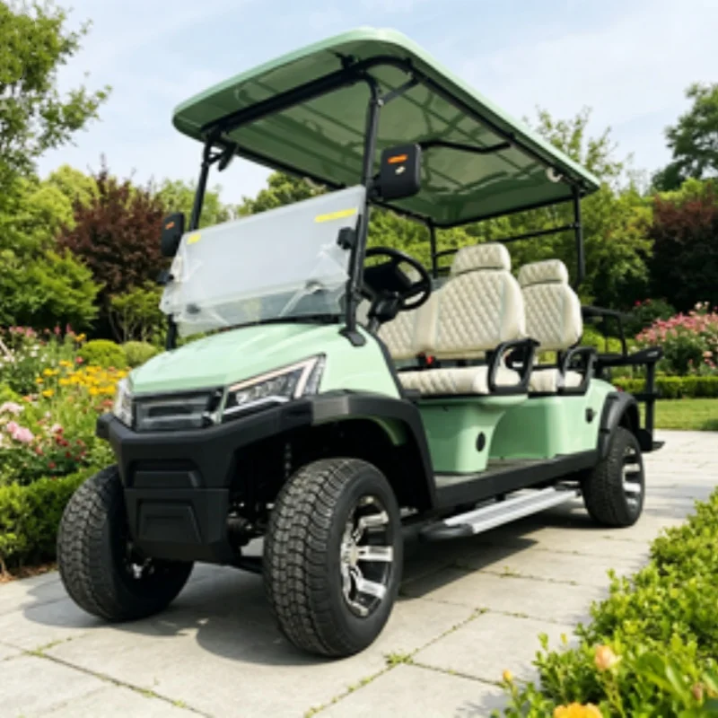 China Electric Golf Cart 4 Seater Club Car Multi-Function Shooting Range Car White Seat With Headrest Off Road Tire Foot Pedal