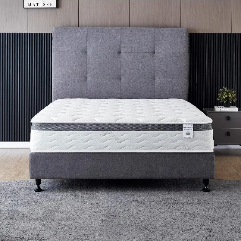 Queen Size Mattress - 10 Inch Cool Memory Foam & Spring Hybrid Mattress with Breathable Cover ,Comfort Plush Euro Pillow Top