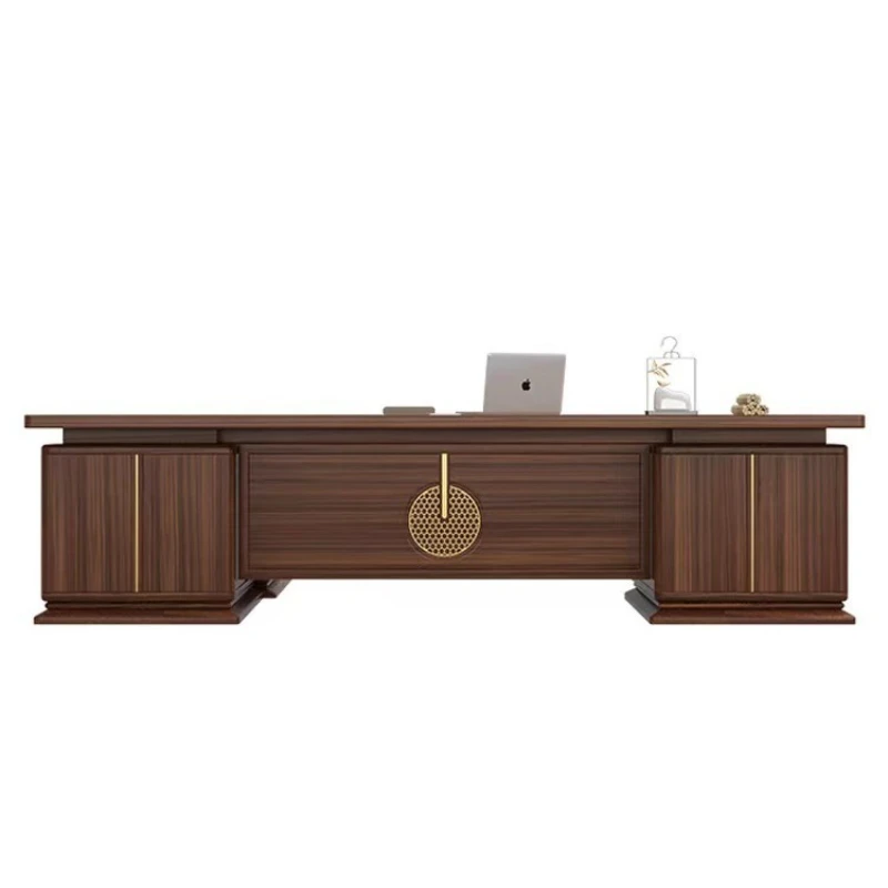 

New Chinese-style ebony boss table, large class desk, president's office furniture, light luxury