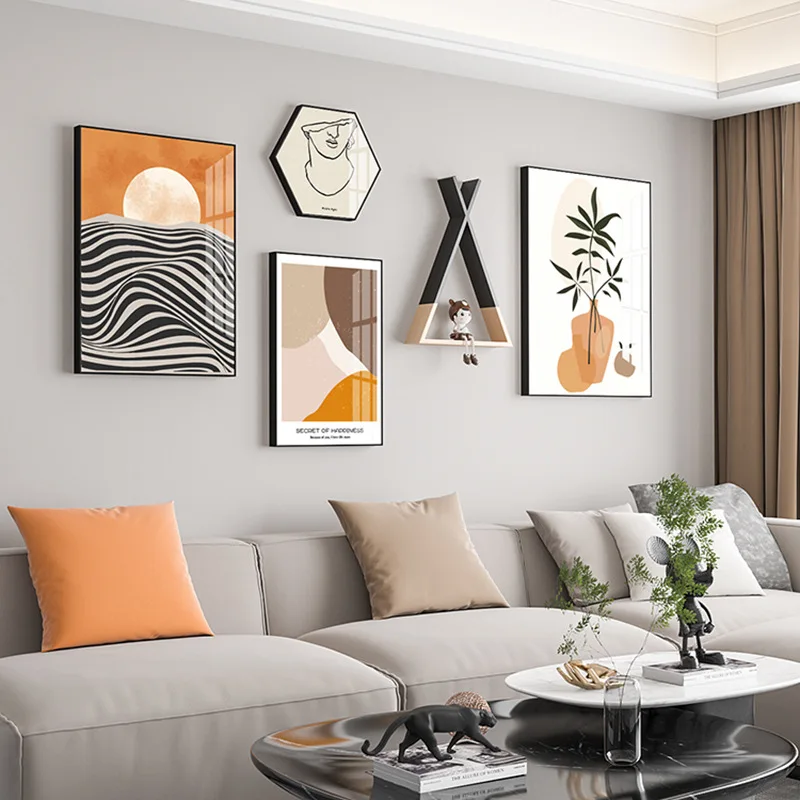 ضوء فاخر الراقية غرفة المعيشة اللوحة الزخرفية الإبداعية مزيج أريكة حائط الخلفية جدارية الحديثة الشمال مجردة