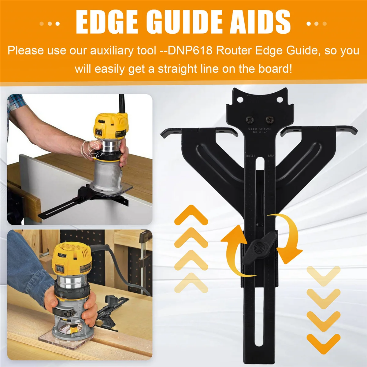 

A11I Router Edge Guide for Fixed Base Compact Router (DNP618), Straight Edge Guide for Quickly Attached to Router Fixed Base