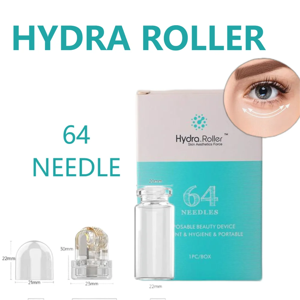 Precise Localization Hydra.Roller Needle Gold Titanium Tip 64pins Tips Derma Needles  Cosmetic Roller Reusable Bottle