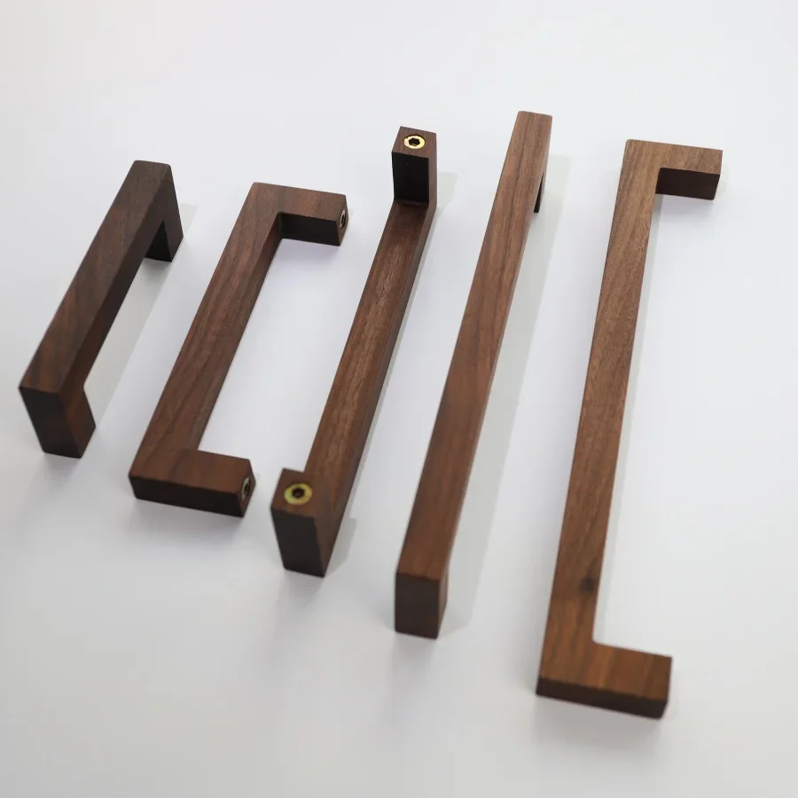 Maniglia per armadio a tubo quadrato in noce nera Minimalismo Maniglie in legno massello nordico per guardaroba e cassetti Maniglie per mobili da cucina