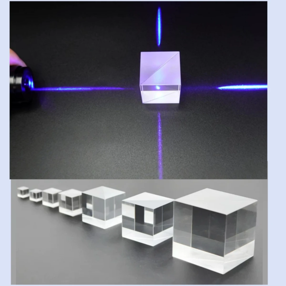 H-K9 1:1 Beam Splitting Prism Image Splitter Glued Dichroic Dispersion Optical Glass Cube Edge Step Lens Light Refraction Teach