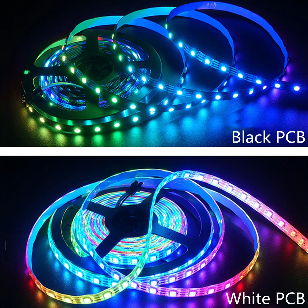 USB WS2812B Pixel LED Strip Light 30LEDs/m 60LEDs/m WS2812IC RGB Flexible Individually Addressable TV Backlight Home Party Decor