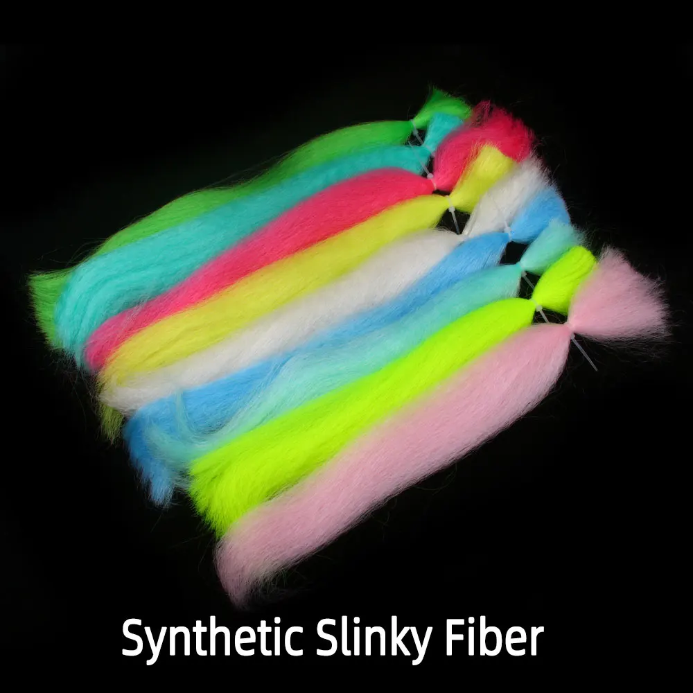 1Pack Long Synthetic Slinky Fiber Crimped Flash Hair Minnow Streamer Bait Fish Bucktail Jig Lures Fly Tying Material