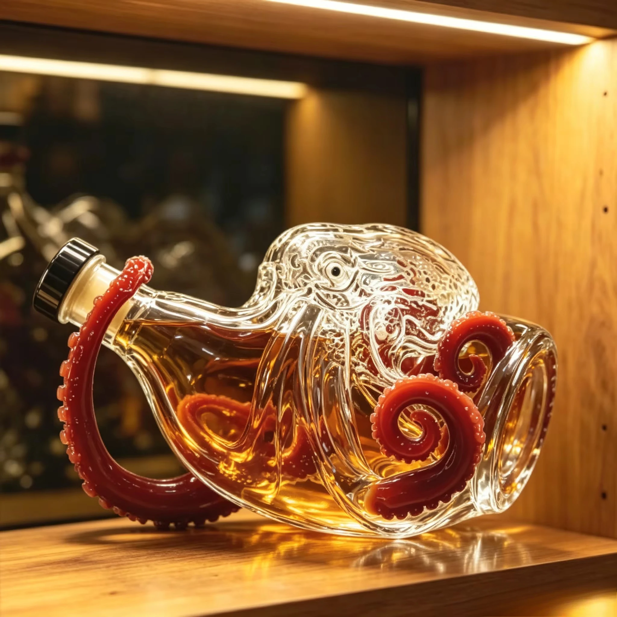 Kraken Tentacle Glass Decanter Vivid Red Unique Sea Creature Design Whiskey Vodka Bottle Home Bar Decorative Alcohol Contai