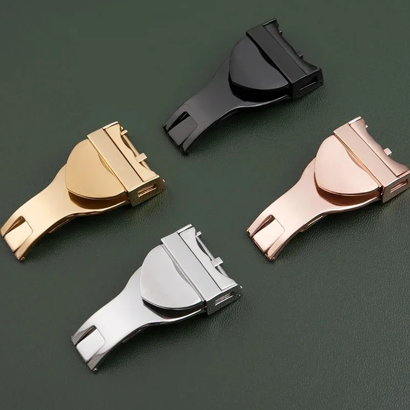 18 مللي متر 316L الفولاذ المقاوم للصدأ نشر المشبك مشبك ساعة ل تيودور حزام الجلود شريط مطاطي استبدال الفضة أضعاف مشبك #1