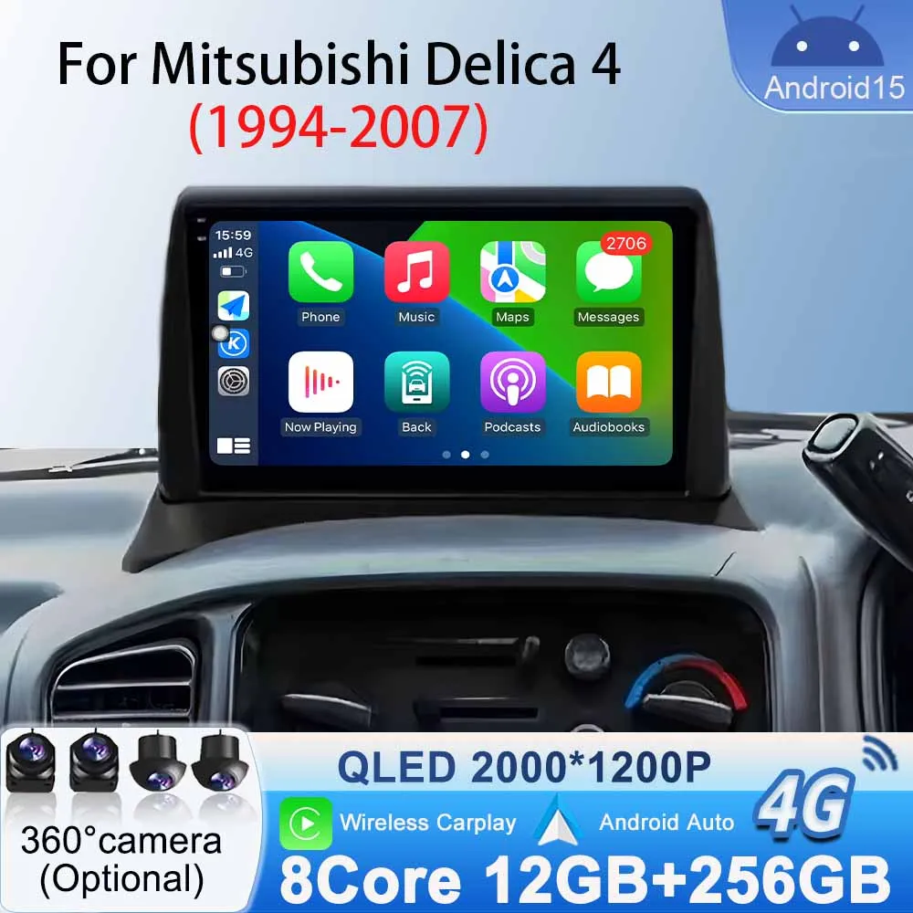 

Car Radio Stereo for Mitsubishi Delica 4 1994 - 2007 Android 15 WiFi Multimedia Video Player GPS Navigation Android Auto Carplay