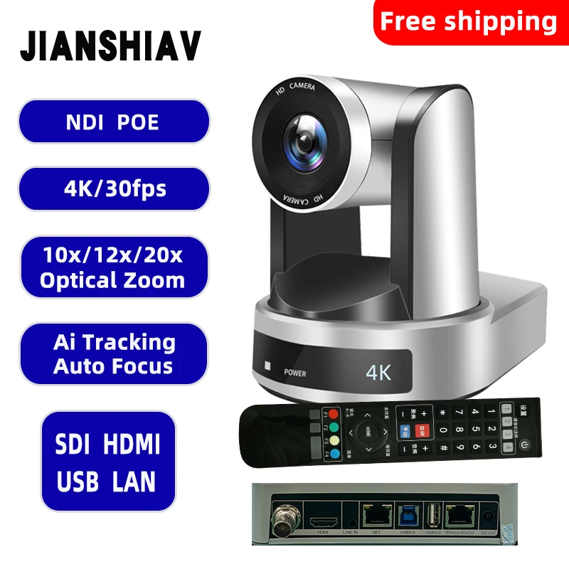 1080P 4K NDI PTZ Camera 10X 20X Zoom IP Live Streaming HDMI SDI USB POE Conference Camera for Church Meeting Broadcast Youtube