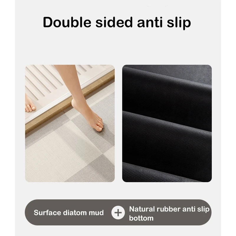 Quick Dry Bathroom Carpet, Anti-Slip Rugs, Super Absorbent, Washable, Diatom Mud, Non-Slip, Rubber Backing, Shower