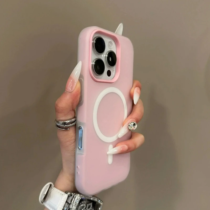 Funda de lujo tipo caramelo 2 en 1 para Magsafe para iPhone 17 16 15 14 Plus 13 11 12 ProMax Air, magnética con borde protector 5