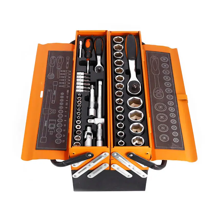 

High Quality 85-Piece 20V Metal Hand Tool Box Set For Household & Car Repair Includes Ratchet Wrench Pliers OEM Customization