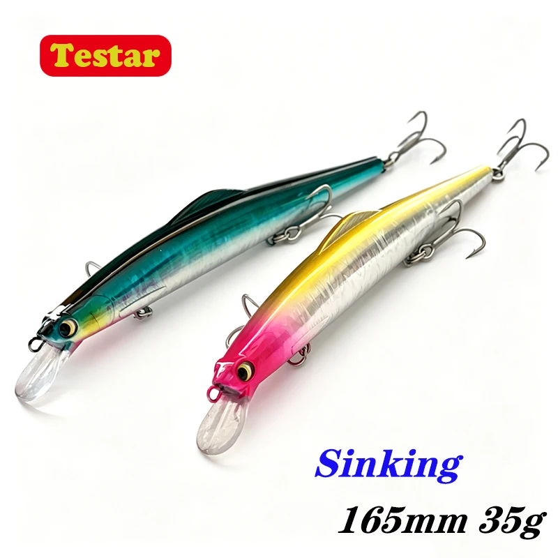 1PCS 165mm 35g Sinking Minnow Fishing Lures Casting Jerkbait Good Wobbles Action High Quality Hard Bait for Sea Bass And Pike