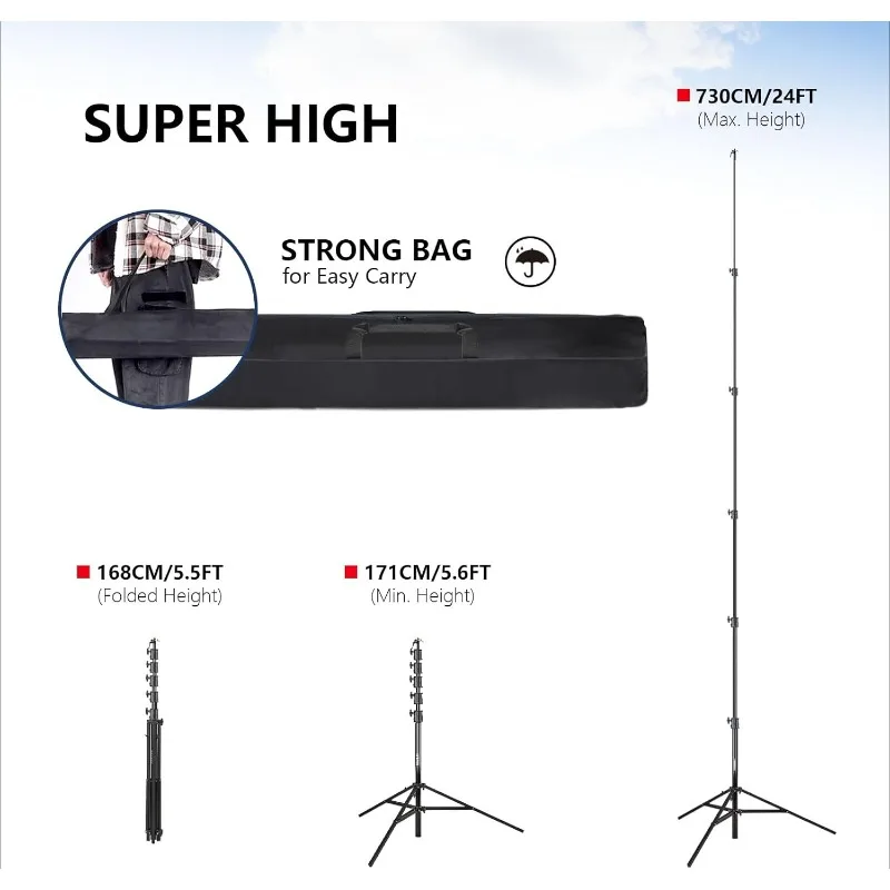 home.24' Tall Tripod Stand, Extreme Tall Heavy Duty Sports  with 1/4