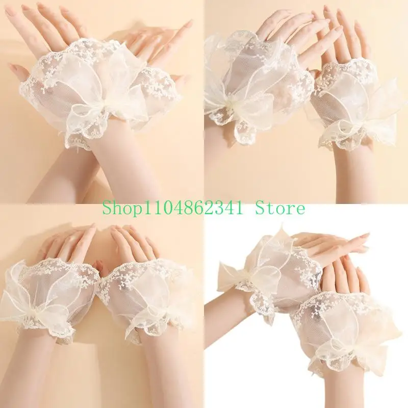 

652F Elegant Black White Trim Gloves Ceremonial Instances Flexible Chain Comfort