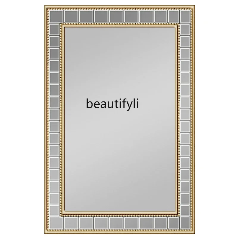 

French bathroom mirror wall-mounted toilet, light luxury bathroom, wall-mounted square, makeup mirror toilet mirror