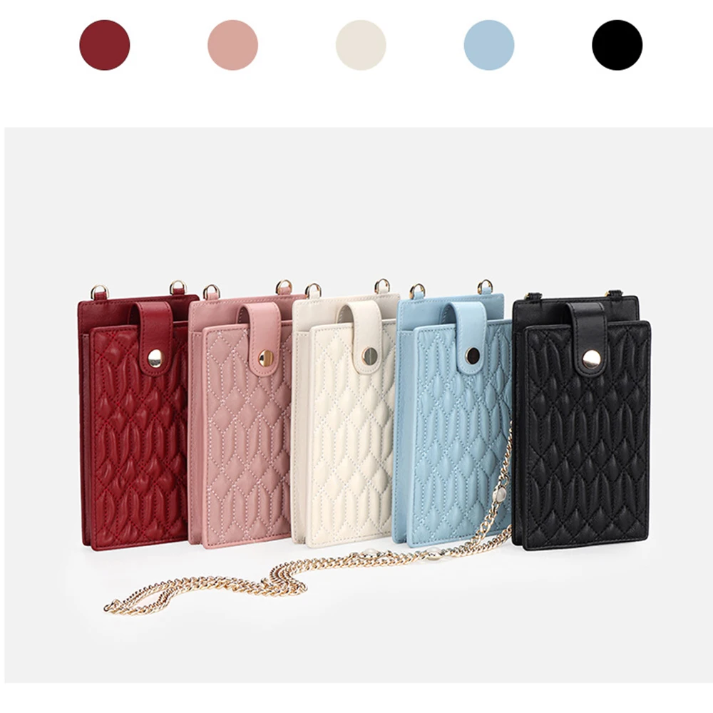 Sheepskin Mini Women Crossbody Bag Luxury Brand Embroidery Leather Mobile Wallet Chain Bag Ladies Phone Shoulder Purse Handbag