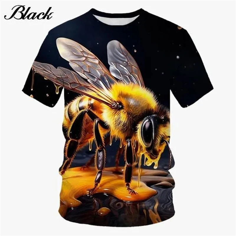 Men\'s T-Shirt 3D Printed Honeybee Pattern Tee Top Casual Round Neck Short Sleeve Men\'swomen\'s Summer Comfort Breathable T-Shirt