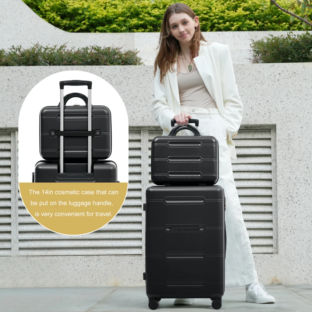 

Hardshell Luggage Set 6PCS Lightweight Durable Suitcase Double Spinner Wheels Password Lock 14" 20" 24" 28" Duffel Toiletry Bag