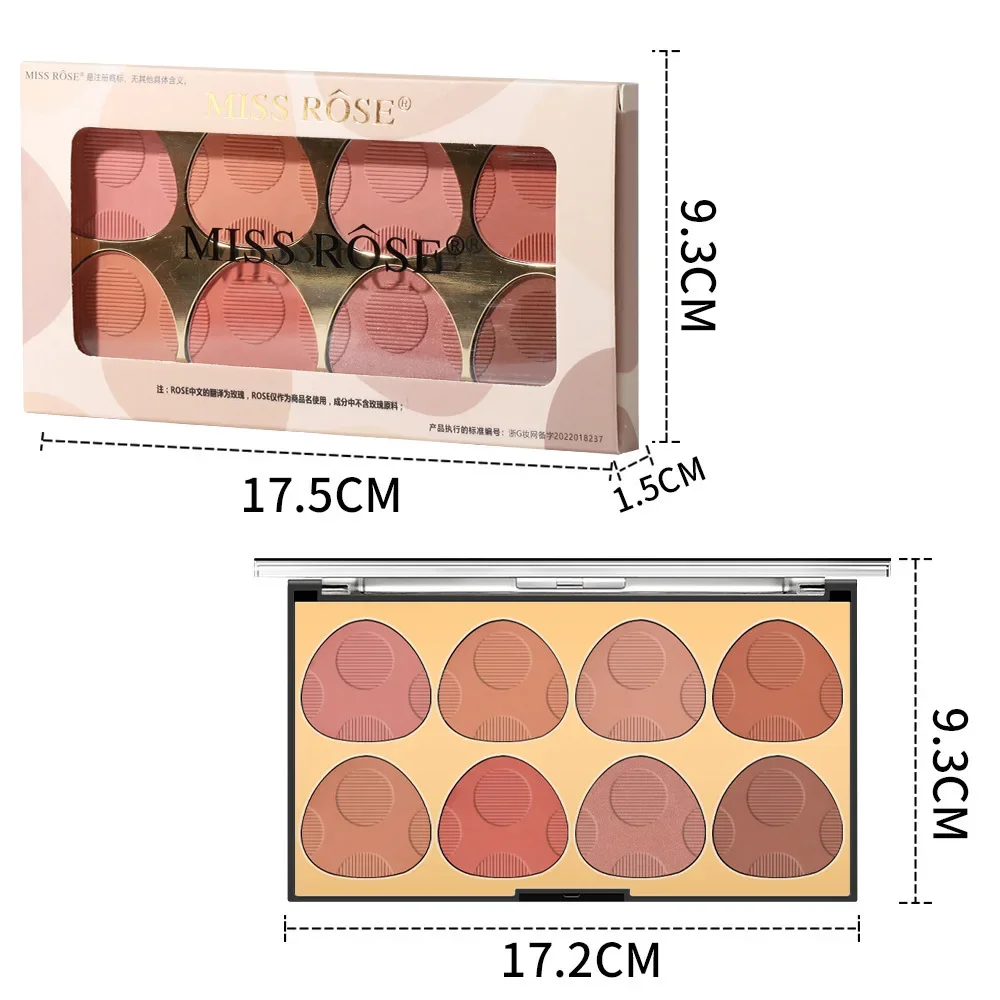 High Quality MISS ROSE 8 Color Natural Nude Face Blush Palette Makeup Coverage Blushe Highlight Contour Blusher Plate Cosmetics