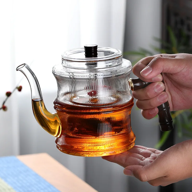 

1000ml glass teapot Side handle kettle Warm tea boiler Tea set Filtration electric pottery stove boiling tea pot glass teapot