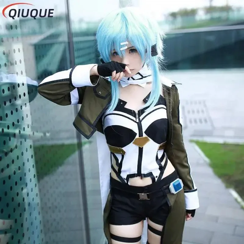 Disfraz de Anime Sword Art Online, disfraz de Asada Shino, trajes militares para mujeres y hombres, disfraces de SAO Gun Gale Online