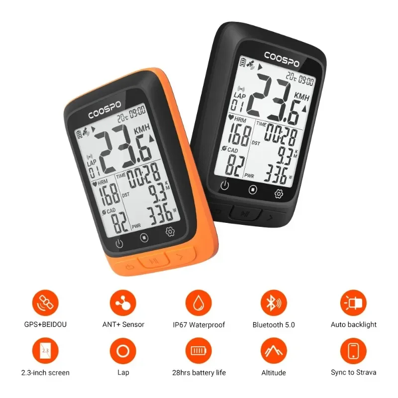 

Bicycle Computer CooSpo BC107 IP67 2.3 INCH Ble5.0 Sync To Stra Ant+ Sensors Wireless Light Bicycle MTB Speedometer