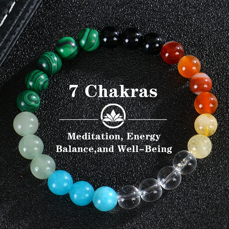 

Natural Stone Crystal Beads Bracelet for Women Unisex 7 Chakra Beads Energy Meditation Healing Self-Love Bracelet Jewelry