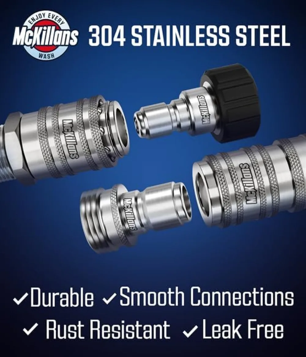 Kit di collegamento rapido per idropulitrice automatica M22-14mm 2025 - Set di adattatori per tubi flessibili in acciaio inossidabile da 8 pezzi