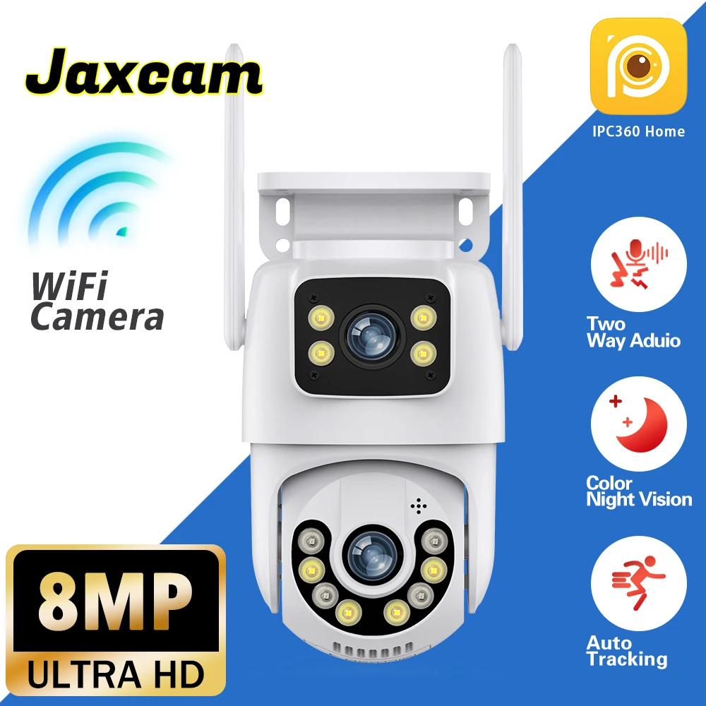 4K 8MP PTZ Camera Seguranca Wifi Security Camera Dual Lens Auto Tracking Wireless CCTV Surveillance Camera IPC360 Home