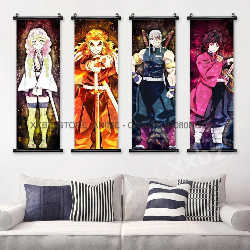 Demon Slayer Scrolls Picture Himejima Gyoumei Wall Art  Tomioka Giyuu Home Decor Rengoku Kyoujurou Hanging Painting Anime Poster