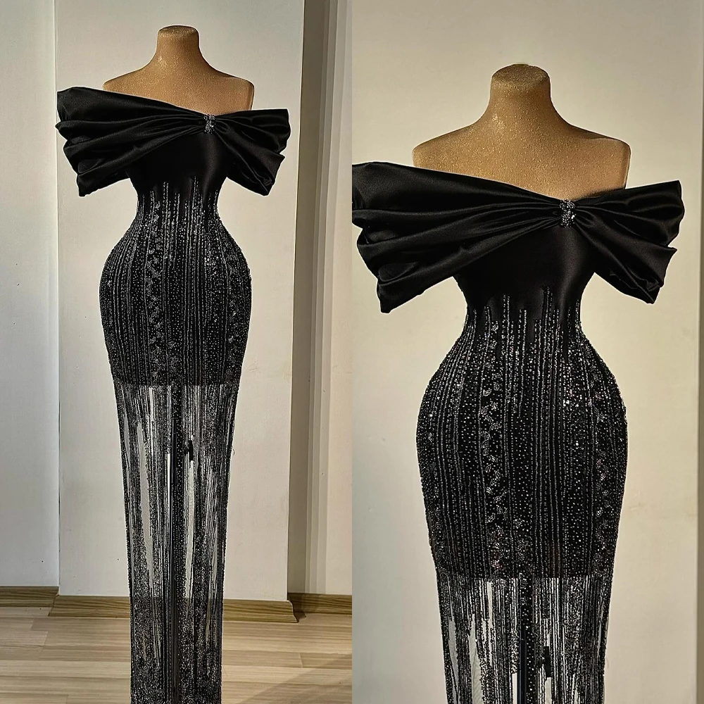 

Великолепные вечерние платья с аппликацией, платья для выпускного вечера с открытыми плечами, иллюзия, блестки, бисер, принцесса по индивидуальному заказу, Vestidos De Noche