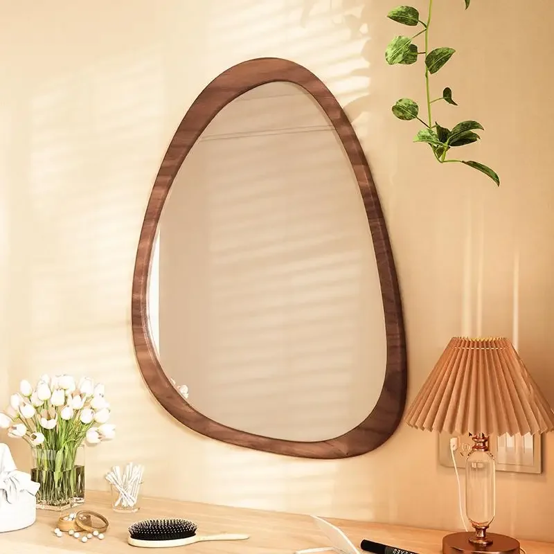 Irregular Wall Mirror Living Room Decoration Modern Girls Mirror Funky Wooden Asymmetrical Bathroom Espelhos Home Decorations
