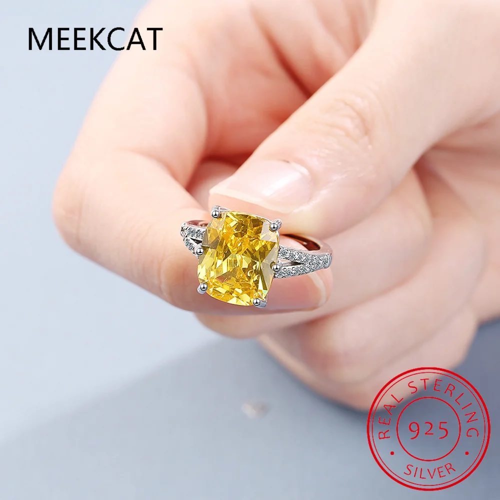 100% 925 Sterling Silver Created Moissanite Citrine Diamonds Gemstone Wedding Engagement Ring Fine Jewelry Gift Wholesale