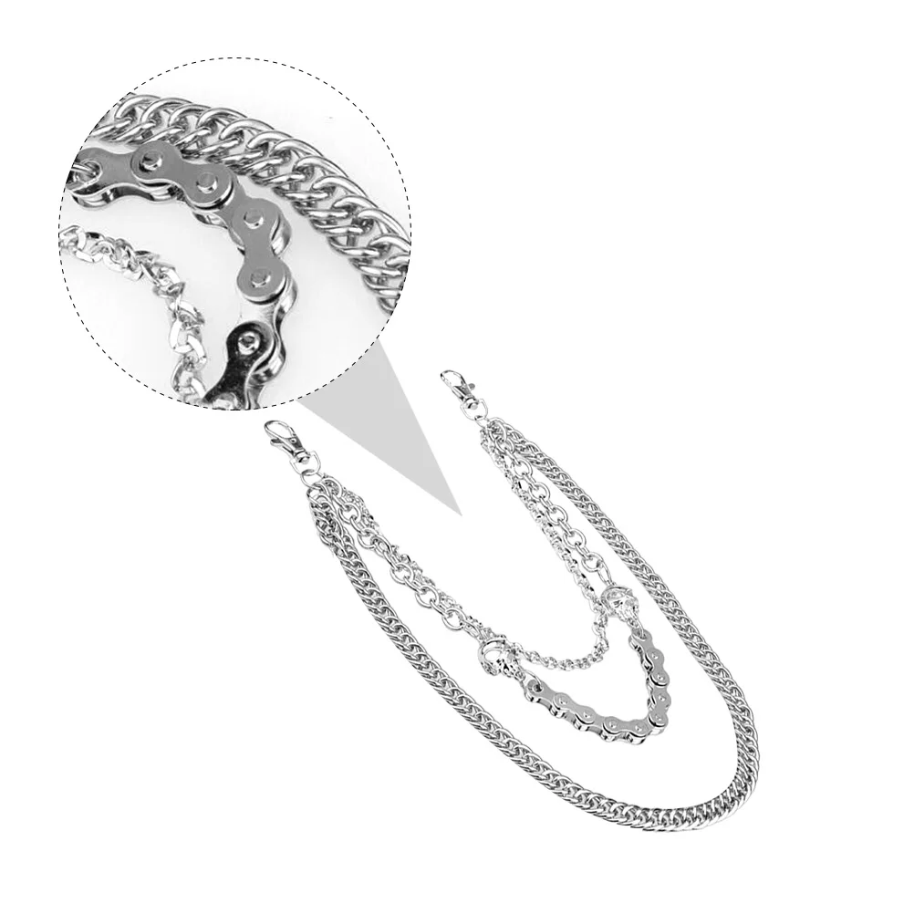 

1 pc Men'S Silver Trousers Hip Hop Waist Belt Chain For Pants Wallet Accessories Trousers Chain ()