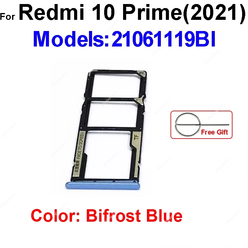 Sim Card Tray For Xiaomi Redmi 10 Prime 4G 2022 SIM Card Slot Sim Card Reader Holder Flex Ribbon Cable Repair Replacement Parts