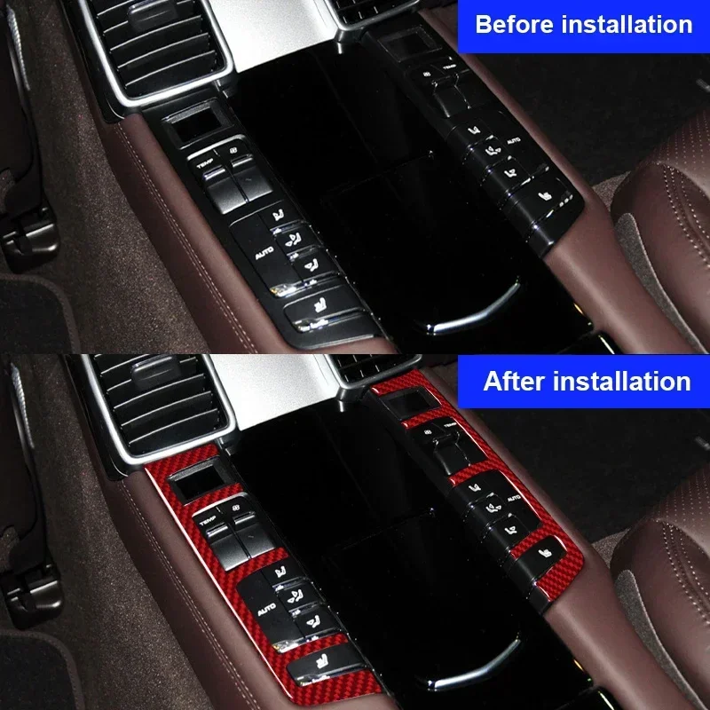 Painel de controle traseiro adesivo de fibra de carbono real para porsche panamera 2010 2011 2012 2013 2014 2015 2016 adesivo de guarnição interior do carro