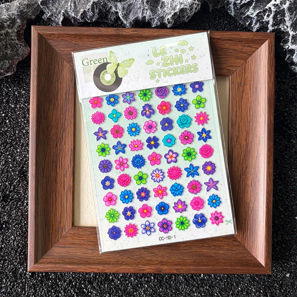 Rainbow Ribbon Flower Nail Art Stickers Bow Daisy Floral Decals Self Adhesive Manicure Journal Scrapbook DIY Craft Phone Decor